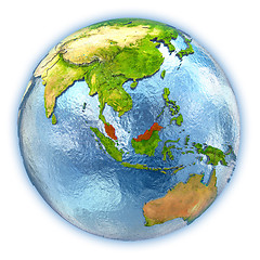 Image showing Malaysia on isolated globe