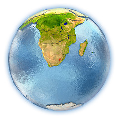 Image showing Lesotho on isolated globe