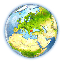 Image showing Bulgaria on isolated globe