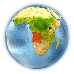 Image showing Angola on isolated globe