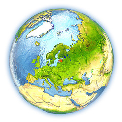 Image showing Estonia on isolated globe