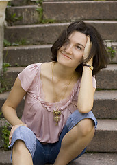 Image showing woman on a staircase