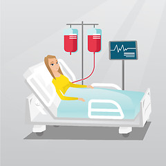 Image showing Man lying in hospital bed vector illustration.