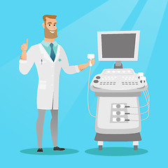 Image showing Young ultrasound doctor vector illustration.