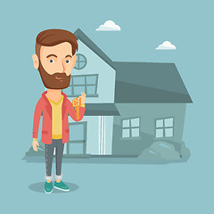 Image showing Real estate agent with key vector illustration.