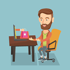 Image showing Man shopping online vector illustration.