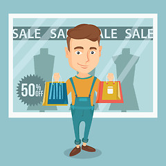 Image showing Man shopping on sale vector illustration.