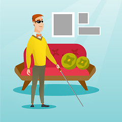 Image showing Blind man with a stick vector illustration.