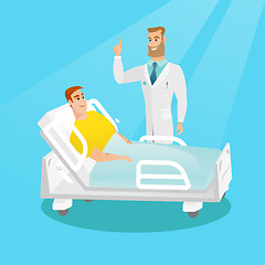 Image showing Doctor visiting a patient vector illustration.