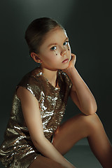 Image showing The fashion portrait of young beautiful teen girl at studio