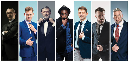 Image showing Collage of elegant men in suits