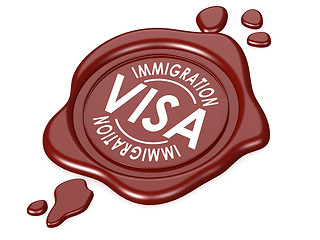 Image showing Immigration visa red wax seal isolated