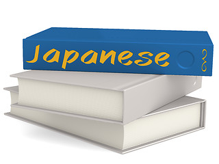 Image showing Hard cover blue books with Japanese word