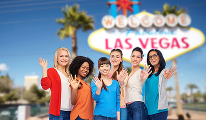 Image showing international group of happy women at las vegas