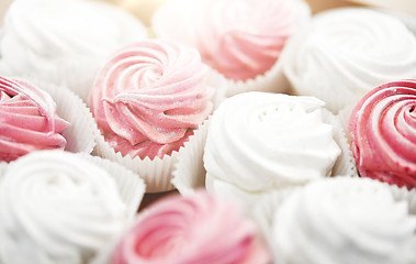 Image showing close up of zephyr or marshmallow dessert on plate