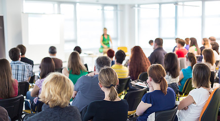 Image showing Speaker giving presentation on business conference.