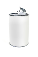 Image showing open white tin can