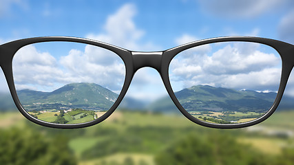 Image showing View through glasses sharp with glasses unsharp without glasses