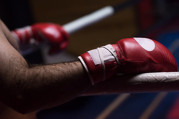Image showing kick boxer with a focus on the gloves