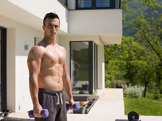 Image showing man doing morning exercises