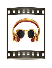 Image showing Sunglasses and headphone for your face. 3d illustration. The fil