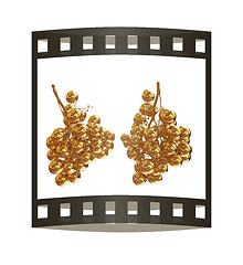 Image showing Gold Grapes. 3d illustration. The film strip.