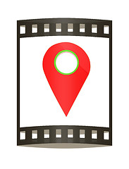 Image showing Realistic 3d pointer of map. 3d illustration. The film strip.