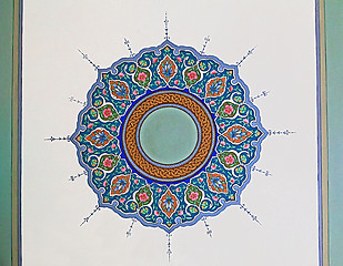 Image showing Old Eastern ornament on the ceiling, Uzbekistan
