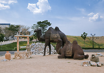 Image showing The sculptural composition of the Great silk road in Samarkand,