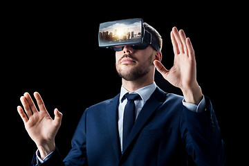 Image showing businessman in virtual reality glasses or headset