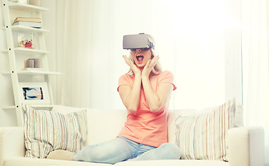 Image showing woman in virtual reality headset or 3d glasses