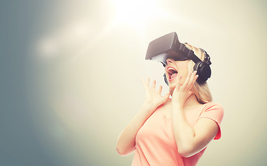 Image showing woman in virtual reality headset or 3d glasses