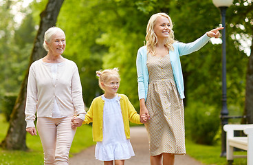 Image showing happy mother, daughter and grandmother at park