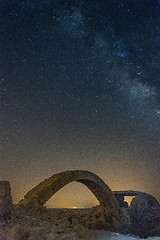 Image showing Milky Way and ruins in Israel