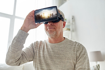 Image showing old man in virtual reality headset or 3d glasses