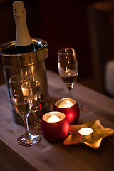 Image showing champagne on a wooden table