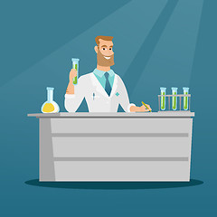 Image showing Laboratory assistant at work vector illustration.