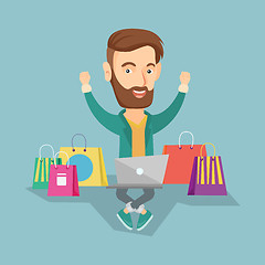 Image showing Man shopping online vector illustration.