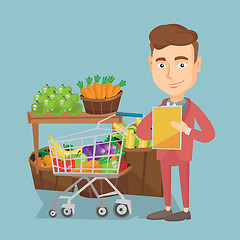 Image showing Man with a shopping list vector illustration.