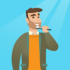 Image showing Man brushing teeth vector illustration.