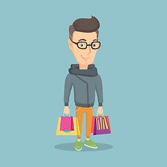 Image showing Happy man with shopping bags vector illustration.