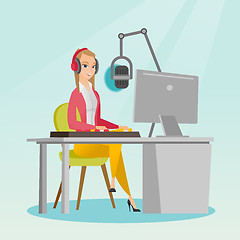 Image showing Female dj working on the radio vector illustration