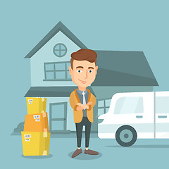 Image showing Man moving to house vector illustration.