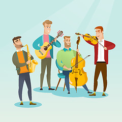 Image showing Band of musicians playing musical instruments.