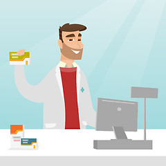 Image showing Pharmacist showing some medicine.