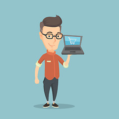 Image showing Man shopping online vector illustration.