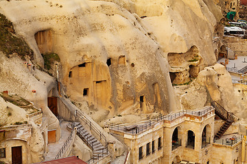 Image showing Famous cave hotels in Goreme, Capadokkia