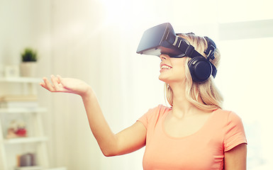 Image showing woman in virtual reality headset or 3d glasses