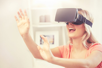 Image showing woman in virtual reality headset or 3d glasses