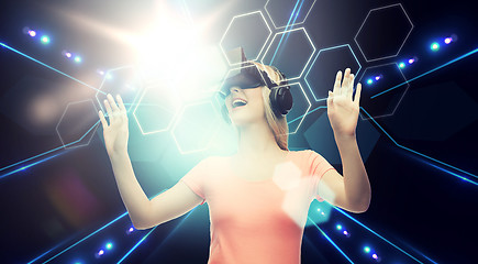 Image showing woman in virtual reality headset or 3d glasses